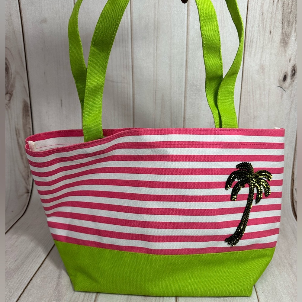 Quacker Factory Bag Tote Sequin Palm Tree Shoppin… - image 3
